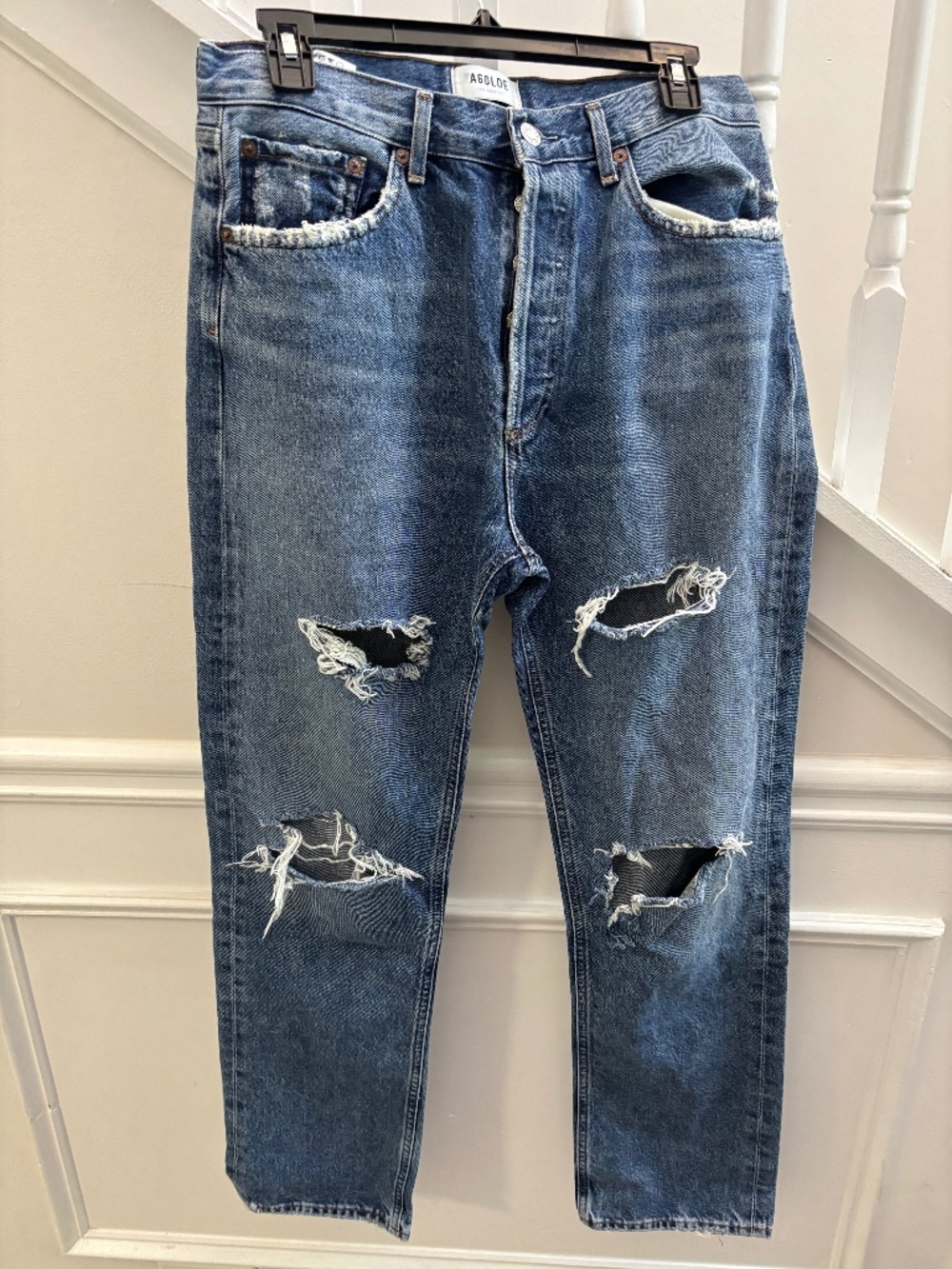 Agolde size 28 distressed straight leg denim